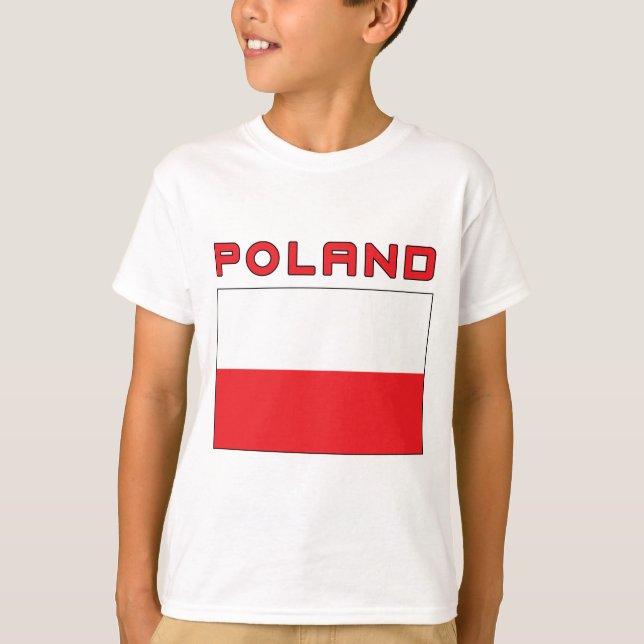 Polish Flag With Poland T-Shirt (Front)