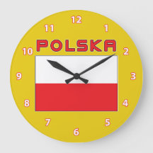 Polish Flag With Polska Wall Clock