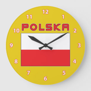 Polish Flag With Polska Wall Clock