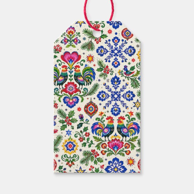 Polish Folk Art Christmas Gift Tags (Front)