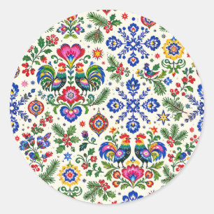 Polish Folk Art Christmas Stickers