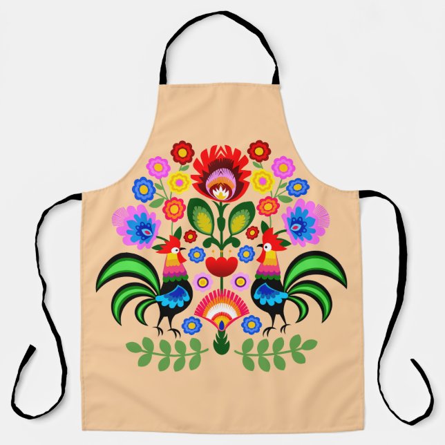 Polish folk art - floral embroidery pattern apron (Front)