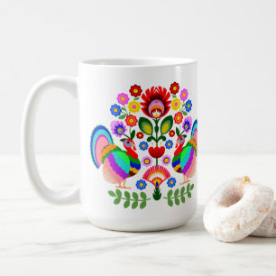 Polish folk art - floral embroidery pattern coffee mug
