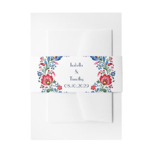 Polish Folk Art Floral Polska Elegant Wedding Invitation Belly Band