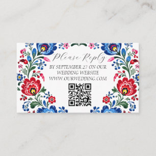 Polish Folk Art Floral Traditional Polska Wedding Enclosure Card
