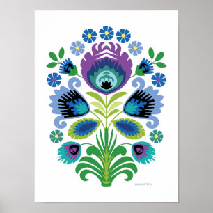 Polish Folk Art Purple Flower Poster