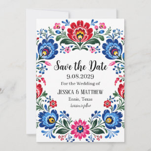 Polish Folk Art Traditional Flowers Wedding Invitation