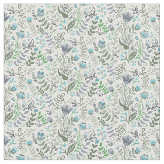 Polish Folk Art Whimsical Flower Pattern Fabric