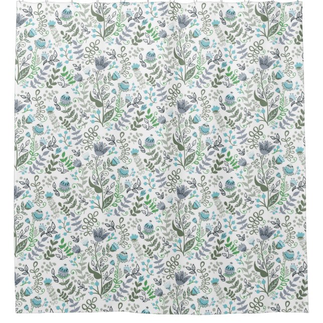 Polish Folk Art Whimsical Flower Shower Curtain (Front)