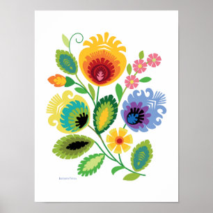 Polish Folk Art Yellow Flower Poster