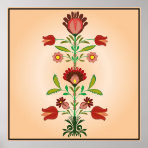 Polish Folk Embroidery Flowers Pattern, Poster