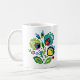 Polish Folk Flowers Green Coffee Mug