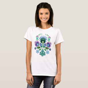 Polish Folk Flowers Light Blue T-Shirt