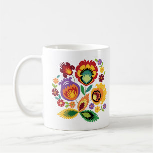 Polish Folk Flowers Orange Coffee Mug