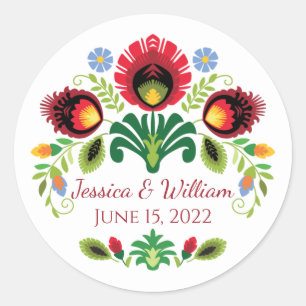Polish Folk Flowers Red Sticker