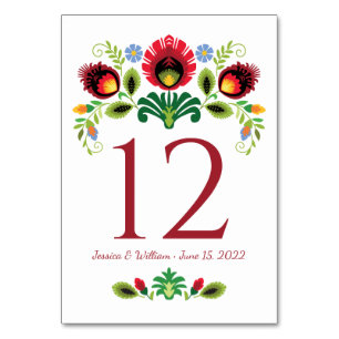 Polish Folk Flowers Red Table Card