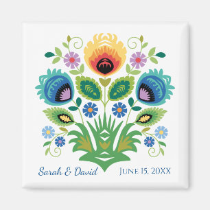 Polish Folk Flowers Yellow Lavender magnet