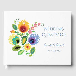 Polish Folk Flowers Yellow Wedding Guestbook