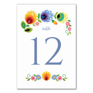 Polish Folk Flowers Yellow Wedding Table Number