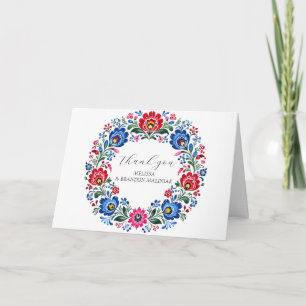 Polish Folk Traditional Floral Wedding Thank you Card