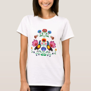 Polish Folk With Decorative Foral & Cockerels, T-Shirt