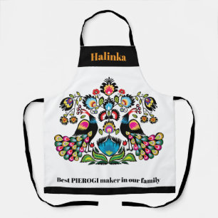 Polish Folklore with peacocks, custom text Apron
