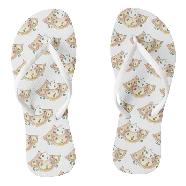 Polish Food Pierogi Dumplings Slovakian Pierogies Flip Flops (Footbed)