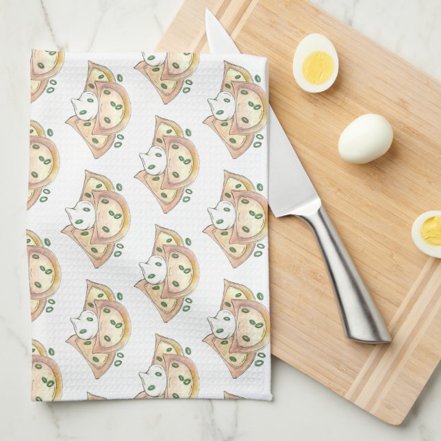 Polish Food Potato Dumplings Pierogies Sour Cream Tea Towel (Quarter Fold)