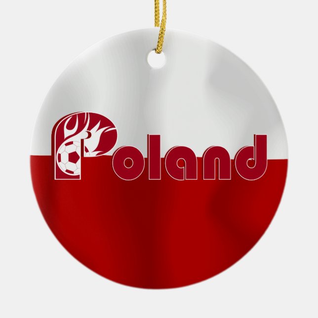 Polish Football Flag Ceramic Tree Decoration (Front)