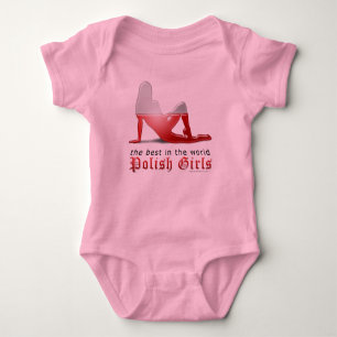 Polish Girl Silhouette Flag Baby Bodysuit