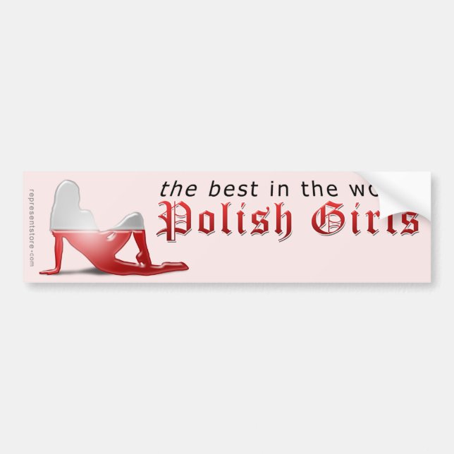 Polish Girl Silhouette Flag Bumper Sticker (Front)