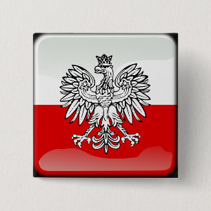 Polish glossy flag 15 cm square badge