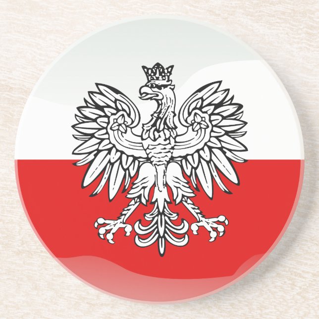 Polish glossy flag coaster (Front)