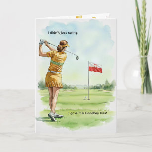 Polish Golfer Birthday Card, Retro Lady, Poland Card
