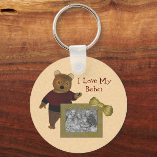 Polish Grandmother Love My Babci Bear Photo Key Ring