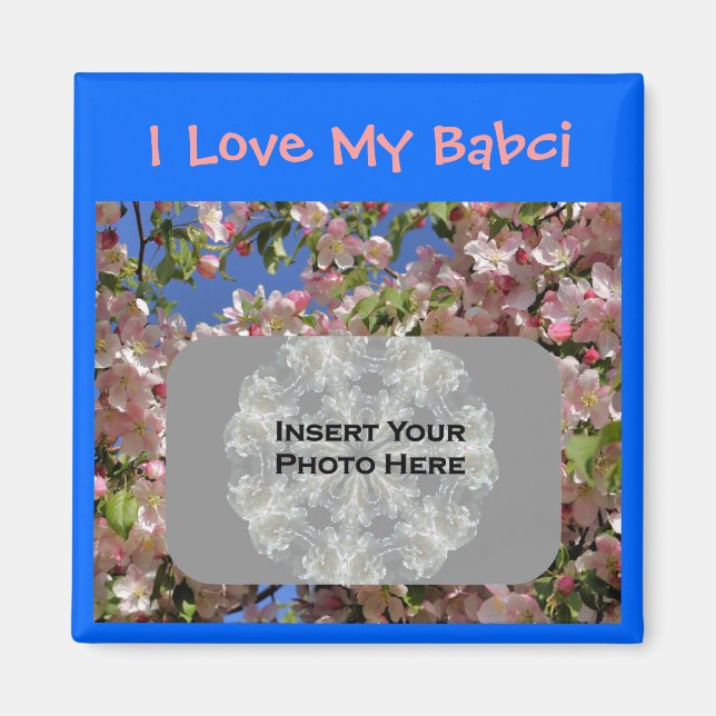 Polish Grandmother Love My Babci Blossoms Photo Magnet (Front)