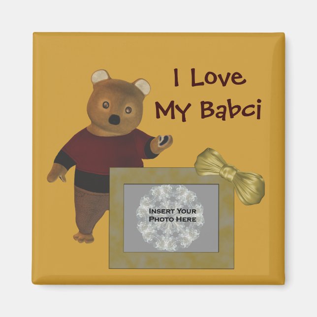 Polish Grandmother Love My Babci Cute Bear Photo Magnet (Front)