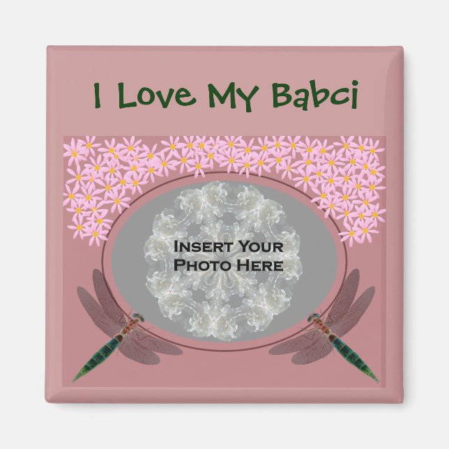 Polish Grandmother Love My Babci Daisies Photo Magnet (Front)