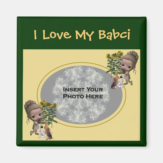 Polish Grandmother Love My Babci Puppies Photo Magnet (Front)