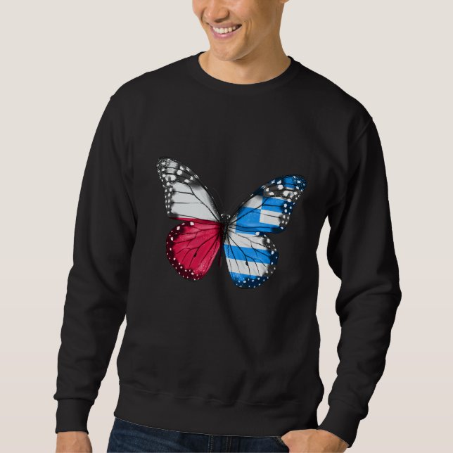 Polish Greek Flag Butterfly Sweatshirt (Front)