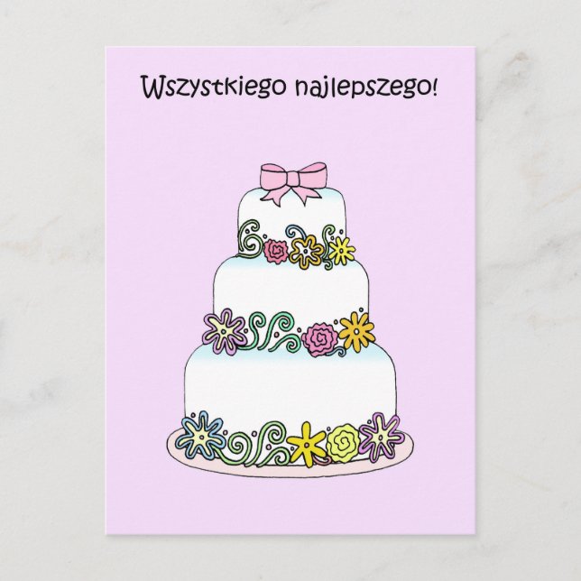 Polish Happy Birthday Wszystkiego Najlepszego Postcard (Front)