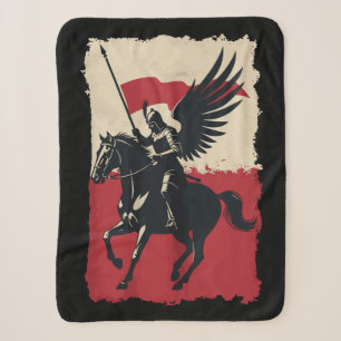 Polish Hussar Flag Warrior Sherpa Blanket