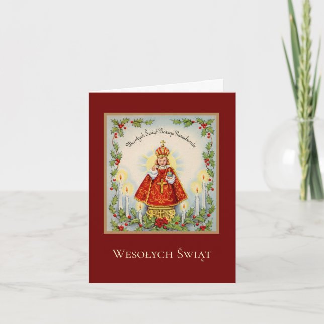 Polish Infant of Prague Christmas Holiday Card (Front)