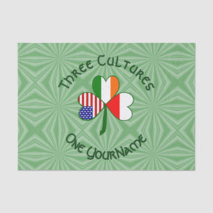 Polish Irish American Shamrock Flag Personalised Tissue Paper