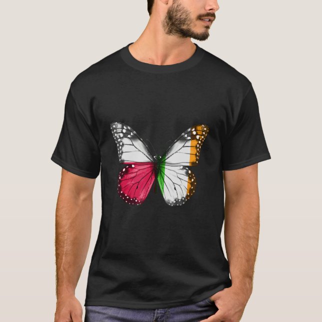Polish Irish Flag Butterfly 1 T-Shirt (Front)