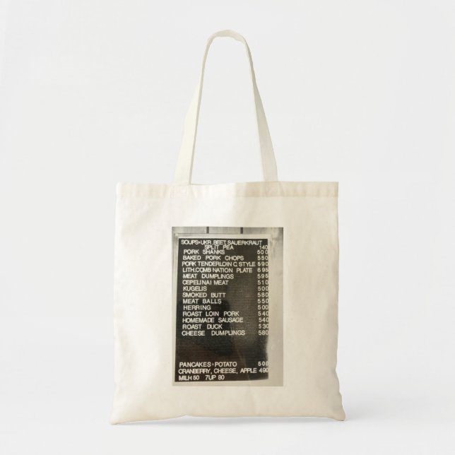Polish Lithuanian Food Wall Menu B&W Tote Bag (Front)