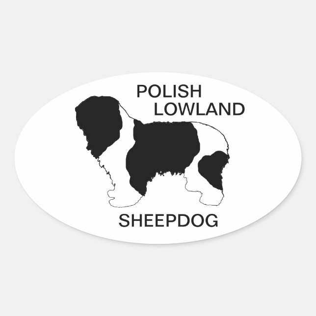 polish lowland sheepdog colour silhouette oval sticker (Front)