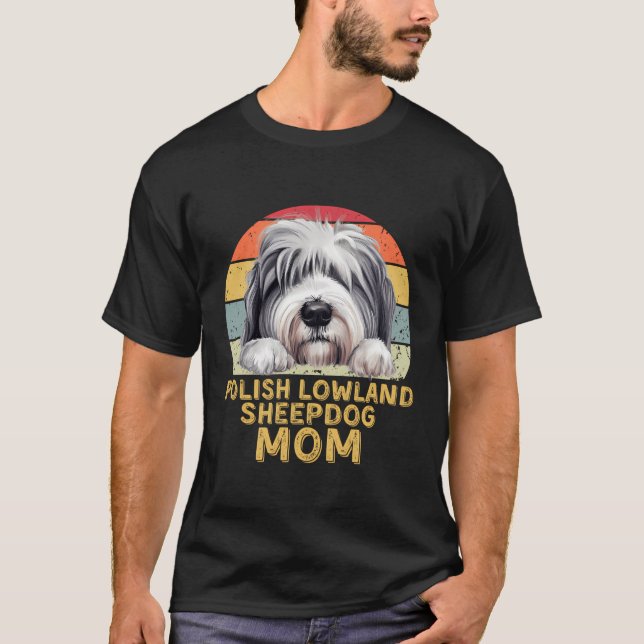 Polish Lowland Sheepdog Mum Retro My Dogs Are My C T-Shirt (Front)