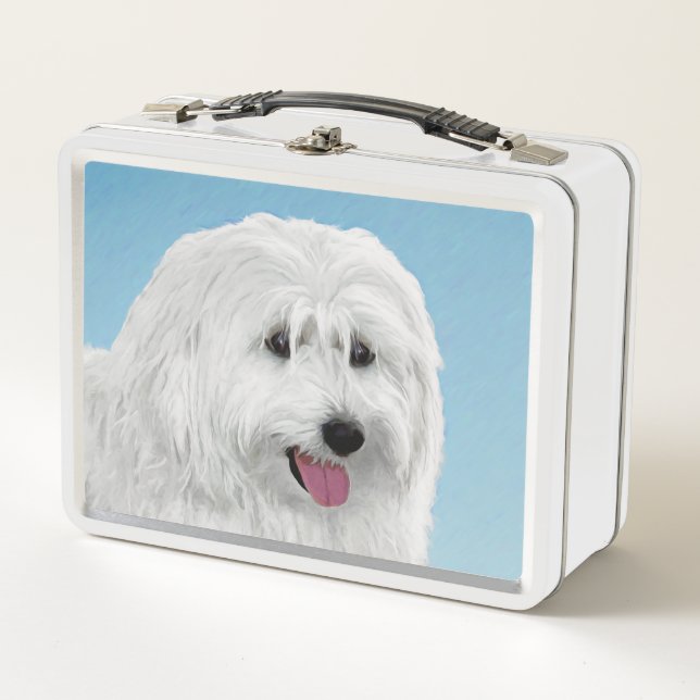 Polish Lowland Sheepdog Painting - Dog Art Metal Lunch Box (Front)