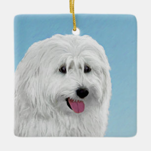 Polish Lowland Sheepdog Painting - Original Dog Ar Ceramic Ornament